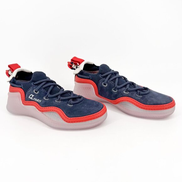 Christian Louboutin Arpoador Drawstring Sneakers Blue Suede Size 39 US 9 Women's - Picture 1 of 16